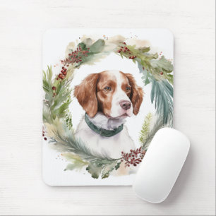 Brittany Spaniel Weihnachtsfeiertag Festliche Jung Mousepad