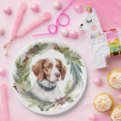 Brittany Spaniel Weihnachtsfeiertag Festliche Jung Pappteller (Party)