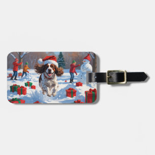 Brittany Spaniel Weihnachtsfestliche Schneeszene Gepäckanhänger