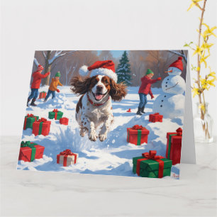 Brittany Spaniel Weihnachtsfestliche Schneeszene Karte
