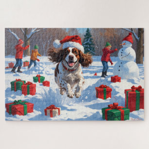 Brittany Spaniel Weihnachtsfestliche Schneeszene Puzzle