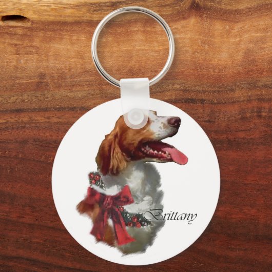 Brittany Spaniel Weihnachtsgeschenke Schlüsselanhänger (Vorderseite)