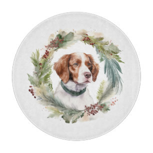 Brittany Spaniel Weihnachtskranz Festlicher Hund Schneidebrett