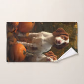 Brittany Spaniel Welpe Autumn Delight Pumpkin Badhandtuch Set (Handtuch)