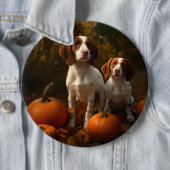 Brittany Spaniel Welpe Autumn Delight Pumpkin Button (Beispiel)