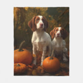 Brittany Spaniel Welpe Autumn Delight Pumpkin Fleecedecke (Vorderseite)