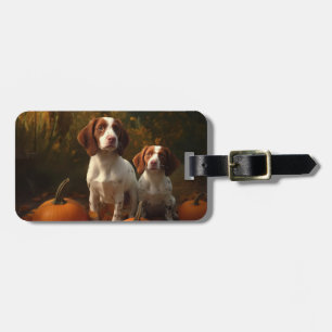 Brittany Spaniel Welpe Autumn Delight Pumpkin Gepäckanhänger