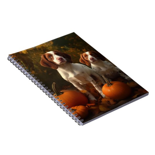 Brittany Spaniel Welpe Autumn Delight Pumpkin Notizblock (Rechte Seite)