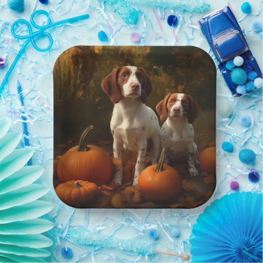 Brittany Spaniel Welpe Autumn Delight Pumpkin Pappteller (Party)