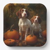 Brittany Spaniel Welpe Autumn Delight Pumpkin Pappteller (Vorderseite)
