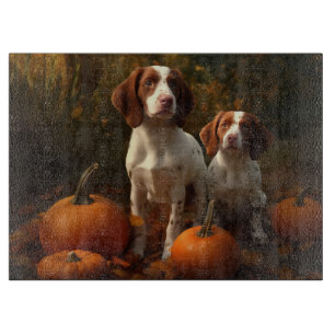 Brittany Spaniel Welpe Autumn Delight Pumpkin Schneidebrett