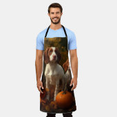 Brittany Spaniel Welpe Autumn Delight Pumpkin Schürze (Getragen)