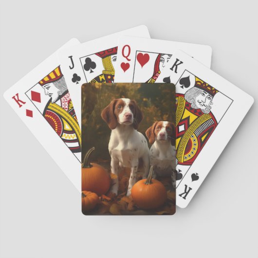Brittany Spaniel Welpe Autumn Delight Pumpkin Spielkarten (Rückseite)
