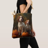 Brittany Spaniel Welpe Autumn Delight Pumpkin Tasche (Von Nahem)