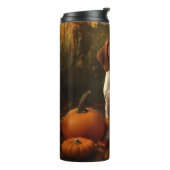 Brittany Spaniel Welpe Autumn Delight Pumpkin Thermosbecher (Nach links gedreht)