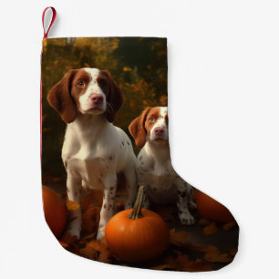 Brittany Spaniel Welpe Herbstvergnügen Kürbis Kleiner Weihnachtsstrumpf