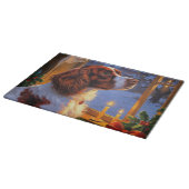 Brittany Spaniel with Christmas Lights Holiday Schneidebrett (Ecke)