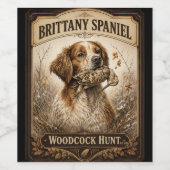 Brittany Spaniel & Woodcock Hunt Weinetikett (Einzelnes Label)