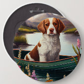 Brittany Spanier auf dem Paddle: Ein Landschaftlic Button (Vorne & Hinten)