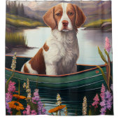 Brittany Spanier auf dem Paddle: Ein Landschaftlic Duschvorhang (Vorderseite)