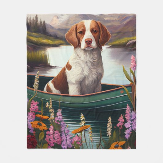 Brittany Spanier auf dem Paddle: Ein Landschaftlic Fleecedecke (Vorderseite)