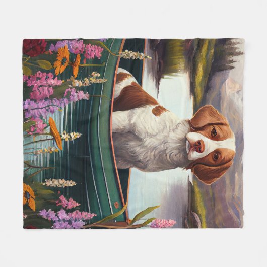 Brittany Spanier auf dem Paddle: Ein Landschaftlic Fleecedecke (Vorderseite (Horizontal))