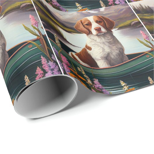 Brittany Spanier auf dem Paddle: Ein Landschaftlic Geschenkpapier (Rolleneckpunkt)