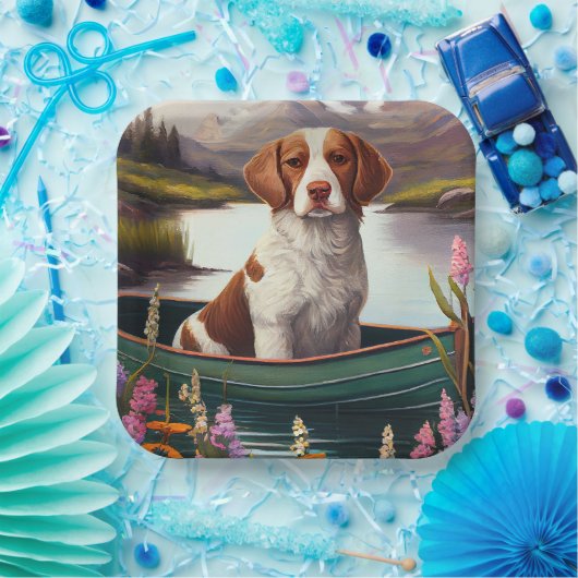 Brittany Spanier auf dem Paddle: Ein Landschaftlic Pappteller (Party)