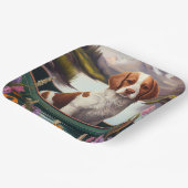 Brittany Spanier auf dem Paddle: Ein Landschaftlic Pappteller (Gewinkelt)