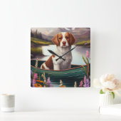 Brittany Spanier auf dem Paddle: Ein Landschaftlic Quadratische Wanduhr (Zuhause)