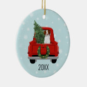 Brittany Spanisch Christmas Red Truck Keramik Ornament (Rechts)