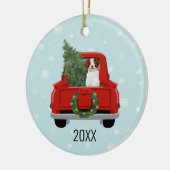 Brittany Spanisch Christmas Red Truck Keramik Ornament (Links)