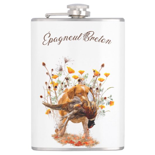 Brittany Spanisch, Jagd Fasan Tasse Flachmann (Vorderseite)