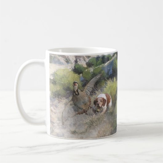 Brittany Spanisch Jagdchukar-Partridge, Art Kaffeetasse (Links)