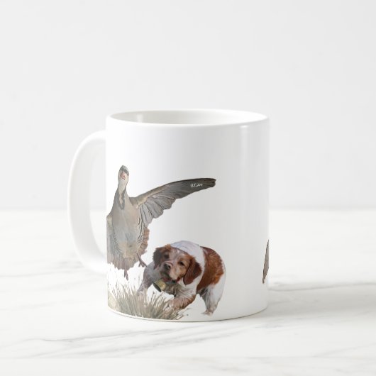Brittany Spanisch Jagdchukar-Partridge, Art Kaffeetasse (Vorderseite Links)