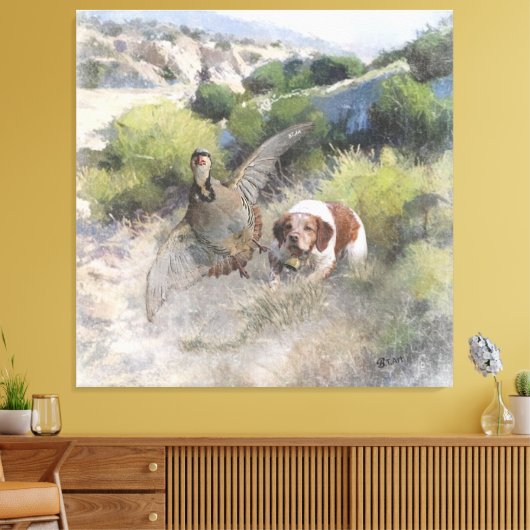 Brittany Spanisch Jagdchukar-Partridge, Art Leinwanddruck (Insitu (Wohnzimmer))