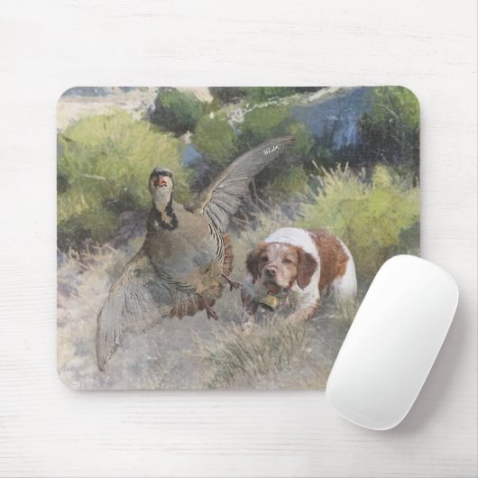 Brittany Spanisch Jagdchukar-Partridge, Art Mousepad (Mit Mouse)