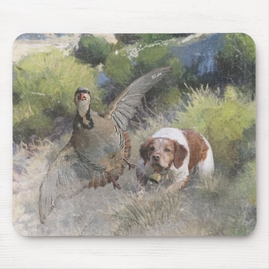 Brittany Spanisch Jagdchukar-Partridge, Art Mousepad (Vorne)