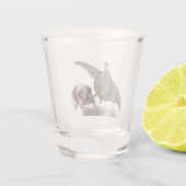 Brittany Spanisch Jagdchukar-Partridge, Art Schnapsglas (Rückseite)