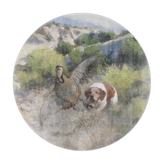 Brittany Spanisch Jagdchukar-Partridge, Art Schneidebrett (Vorderseite)