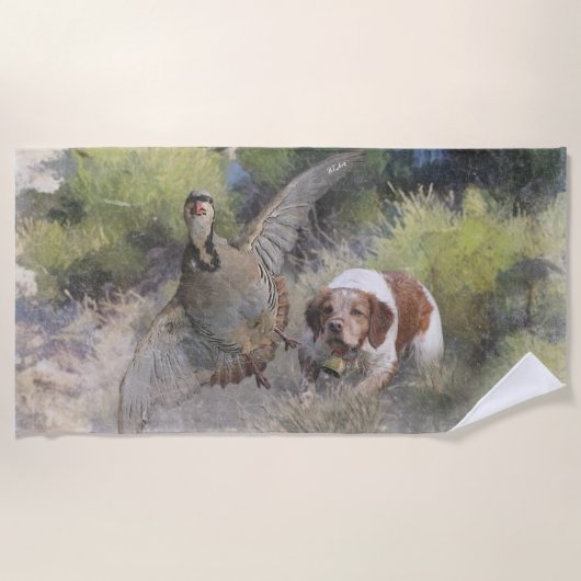 Brittany Spanisch Jagdchukar-Partridge, Art Strandtuch (Vorderseite)