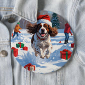 Brittany Spanisch Weihnachts-Feierliche Schneeszen Button (Beispiel)