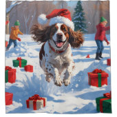 Brittany Spanisch Weihnachts-Feierliche Schneeszen Duschvorhang (Vorderseite)