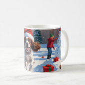 Brittany Spanisch Weihnachts-Feierliche Schneeszen Kaffeetasse (VorderseiteRechts)