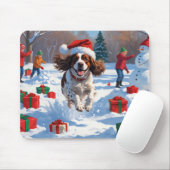 Brittany Spanisch Weihnachts-Feierliche Schneeszen Mousepad (Mit Mouse)