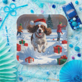 Brittany Spanisch Weihnachts-Feierliche Schneeszen Pappteller (Party)