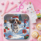 Brittany Spanisch Weihnachts-Feierliche Schneeszen Pappteller (Party)