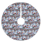 Brittany Spanisch Weihnachts-Feierliche Schneeszen Polyester Weihnachtsbaumdecke (Vorderseite)