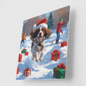 Brittany Spanisch Weihnachts-Feierliche Schneeszen Quadratische Wanduhr (Winkel)