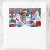 Brittany Spanisch Weihnachts-Feierliche Schneeszen Rechteckiger Aufkleber (Tasche)